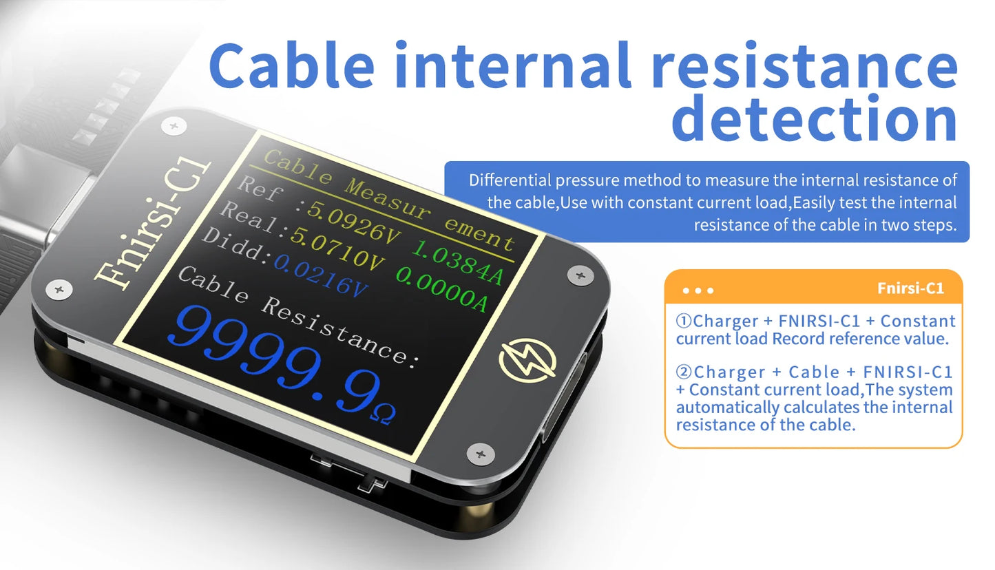 FNIRSI-C1 Type-C PD Trigger USB-C Voltmeter Ammeter Fast Charging Protocol Test Type-C Meter Power Bank tester With PC Software