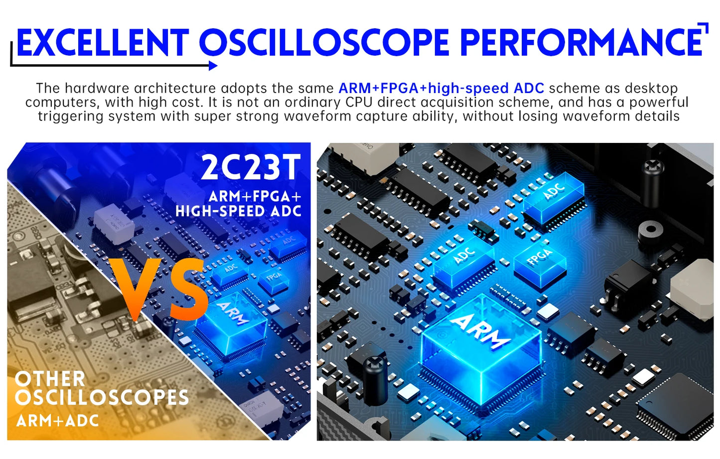 FNIRSI 2C23T Handheld Digital Oscilloscope Multimeter + Function Signal Generator  2023 Latest 3IN1 Dual Channel 10MHZ*2 50MS/s