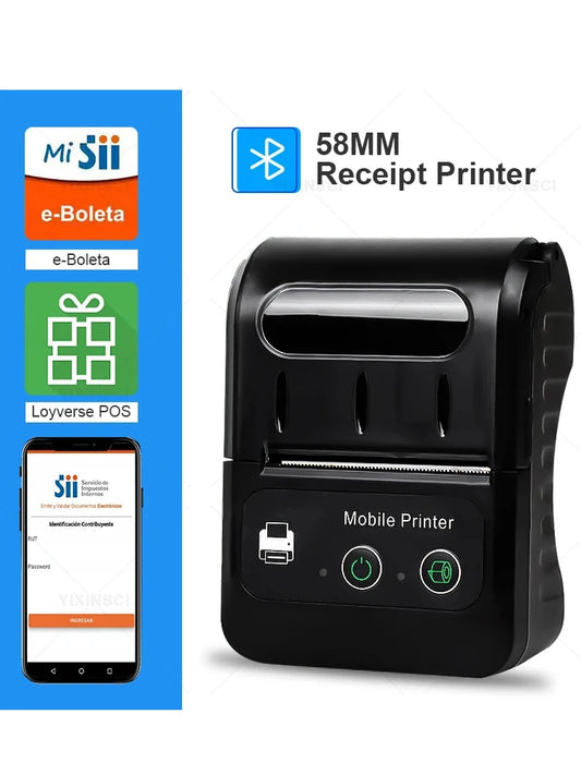 Portable Mini Thermal Printer 58mm Receipt Ticket Printer 2 inch USB Mobile Pocket Wireless Bluetooth Bill IOS Android Printer