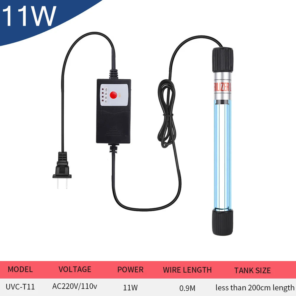 Aquarium UV Light Submersible Sterilization Lamp 5~11W For Fish Tank