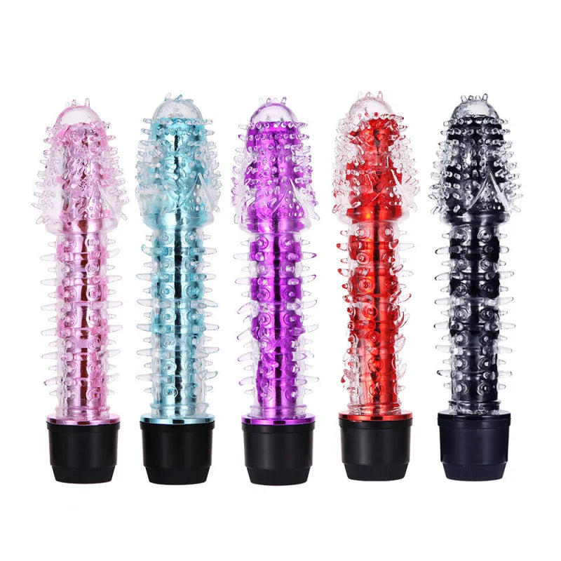 G Spot Stimulator Vibrator for Women Realistic Jelly Vibrating Dildo with Thorn Dragon Beard Small Bald Vibrator Wand Adult Toys