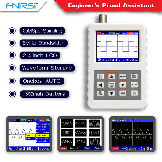 FNIRSI DSO PRO Mini Digital Oscilloscope 5MHz Analog Bandwidth 20MSps Sampling Rate Support Waveform Storage Viewing