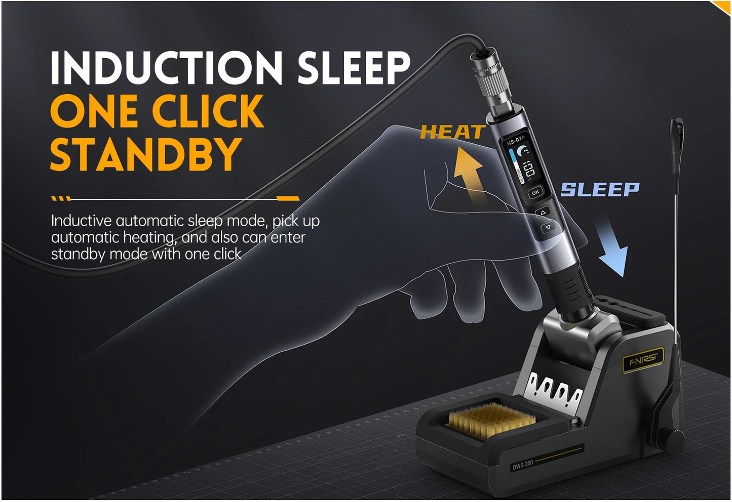 FNIRSI HS-02 Smart Electric Soldering Iron PD 100W Adjustable Constant Temperature Fast Heat Portable Soldering Iron Station Kit