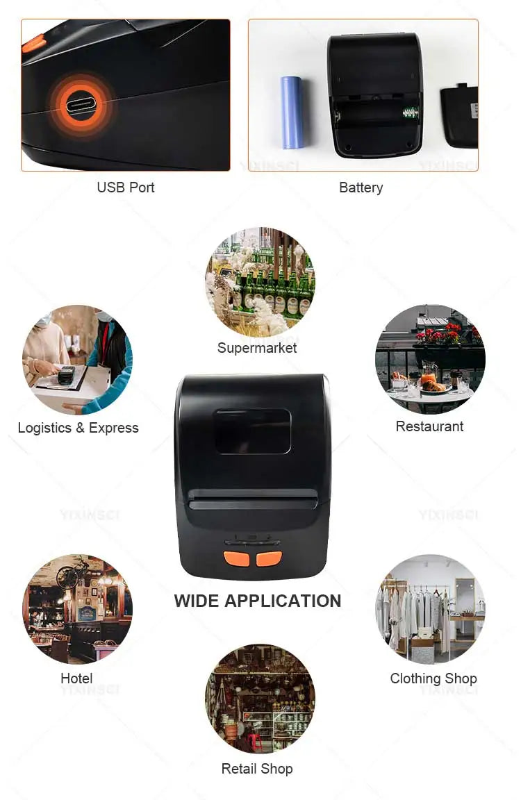 58mm Mini Portable Mobile Bill Ticket Thermal Receipt Printer Bluetooth USB Printer For Android IOS Windows Pocket Bill Makers