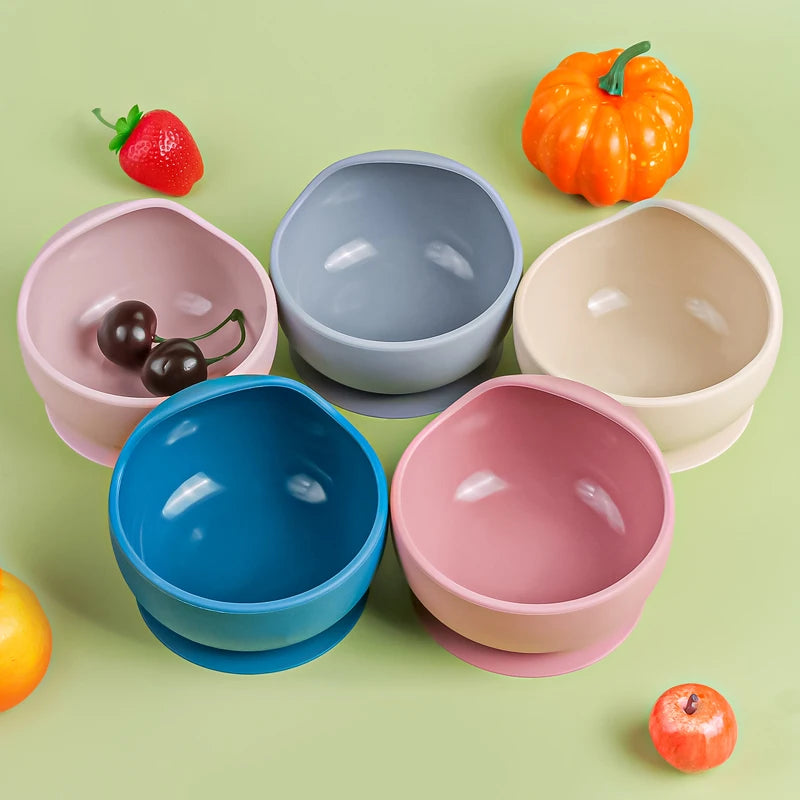 2PC Silicone Sucker Bowl Feeding Tableware for Infant and Young Training Learning To Eat Bowls and Baby Supplementary Food Bowls