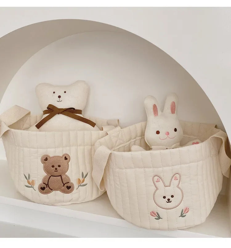 INS Baby Bag Cute Bear Embroidered Diaper Bag Storing Newborn Diapers Mother's Pregnant Women's Bag Toys Organizers