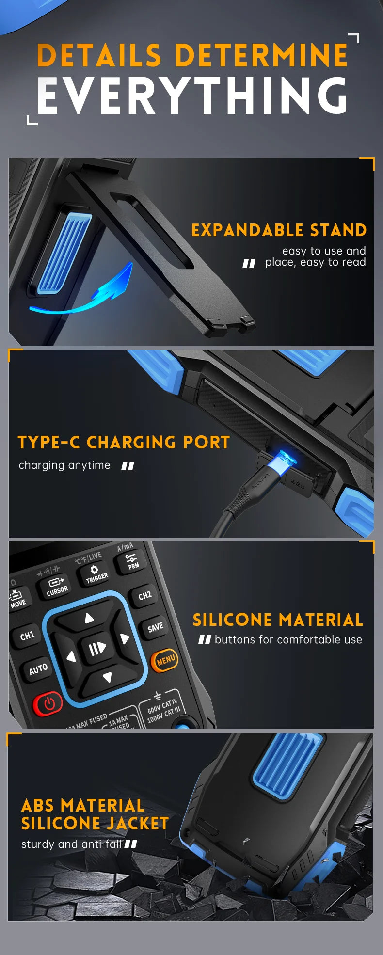 FNIRSI 2C23T 3IN1 Dual Channel Digital Oscilloscope Multimeter + Function Signal Generator 10MHZ*2 50MS/s AC DC 1000V 10A T-RMS