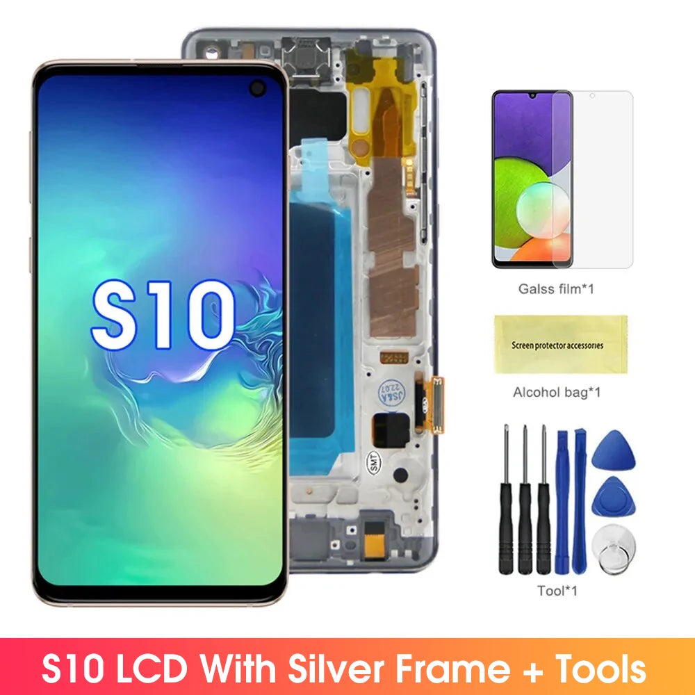 Screen for Samsung Galaxy S10 Plus S10+ G975 G975F Lcd Display Digital Touch Screen  with Frame for Samsung Galaxy S10 Assembly