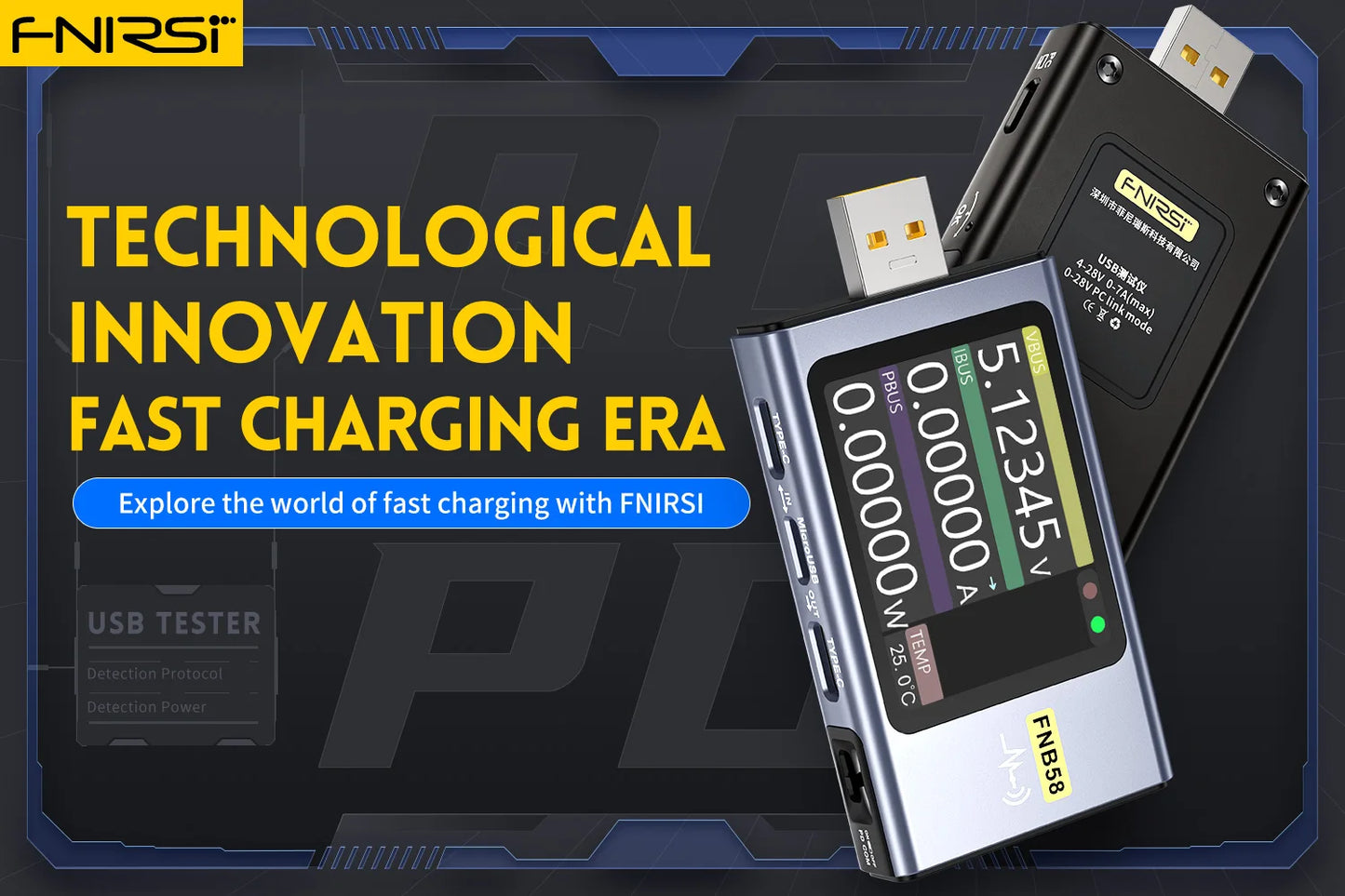 FNB38 Current And Voltage Meter USB Tester QC4+ PD3.0 2.0 PPS Fast Charging Protocol Capacity Test