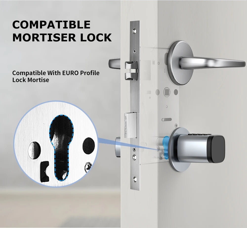 RAYKUBE V1 Adjustable TT Lock/ Tuya Bluetooth Smart Fingerprint Digital Cylinder Lock with APP/Password/RFID Card/Key  unlock