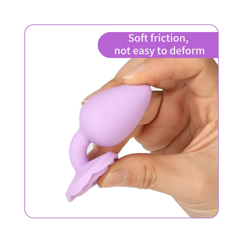 Rose Anal Plug 3 Size Silicone Butt Plugs Stimulator Anal Sex Toys Prostate Massager Anal Trainer Sex Toys for Men Women Couples