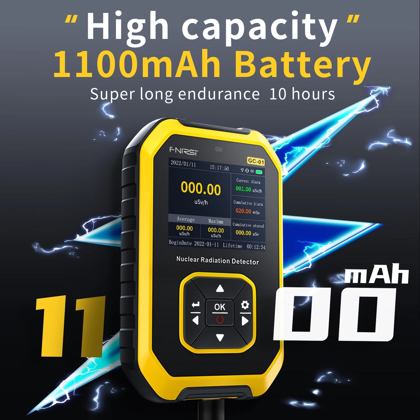 FNIRSI GC-01 Geiger Counter Nuclear Radiation Detector Personal Dosimeter X-ray γ-ray β-ray Radioactivity Tester Marble Detector