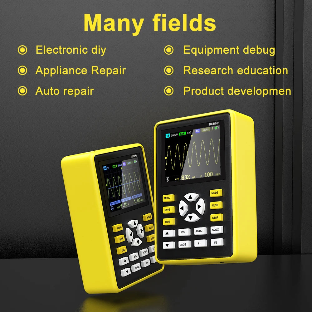 FNIRSI 5012H Handheld Digital Oscilloscope 500MS/s Sampling Rate 10MHz Analog Bandwidth 2.4 Inches Support Waveform Storage
