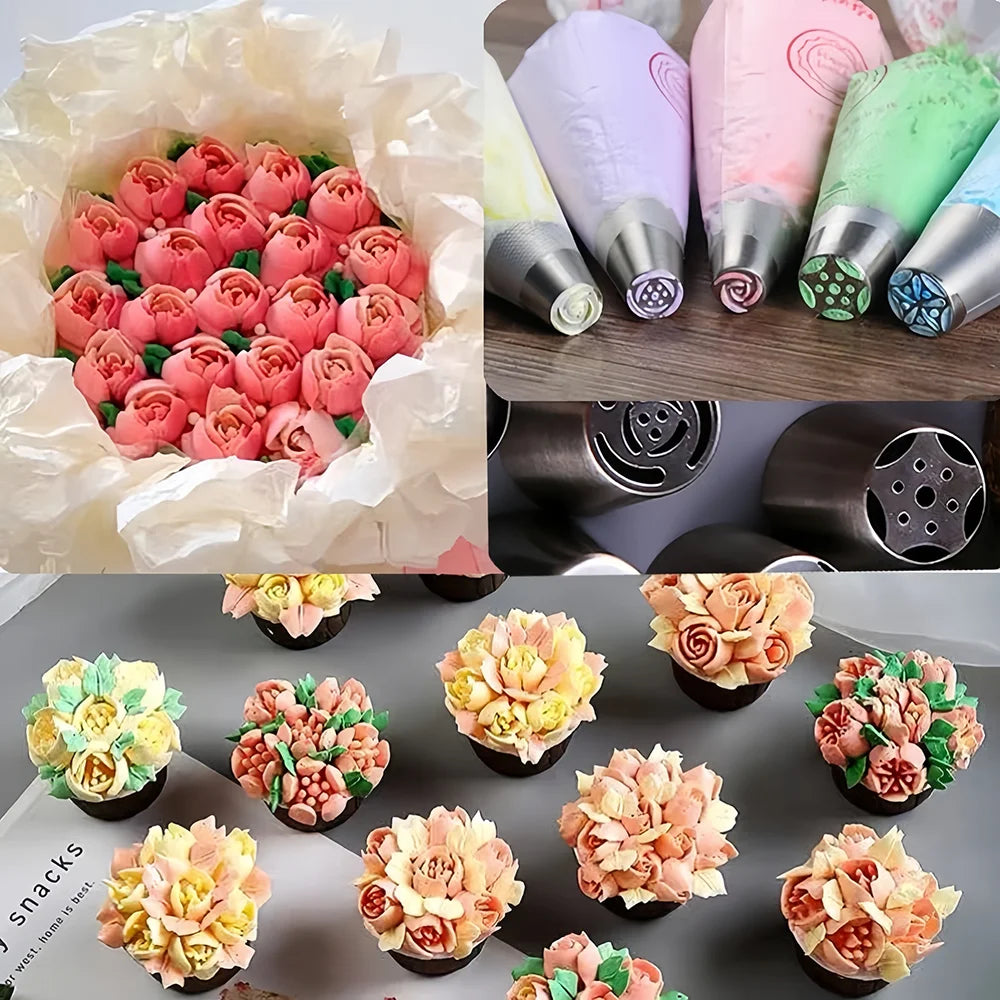7PCS Russian Decorating Nozzle Set 430 Stainless Steel Reusable Cake Cecorating Tools Baking Supplies Pastry nozzles