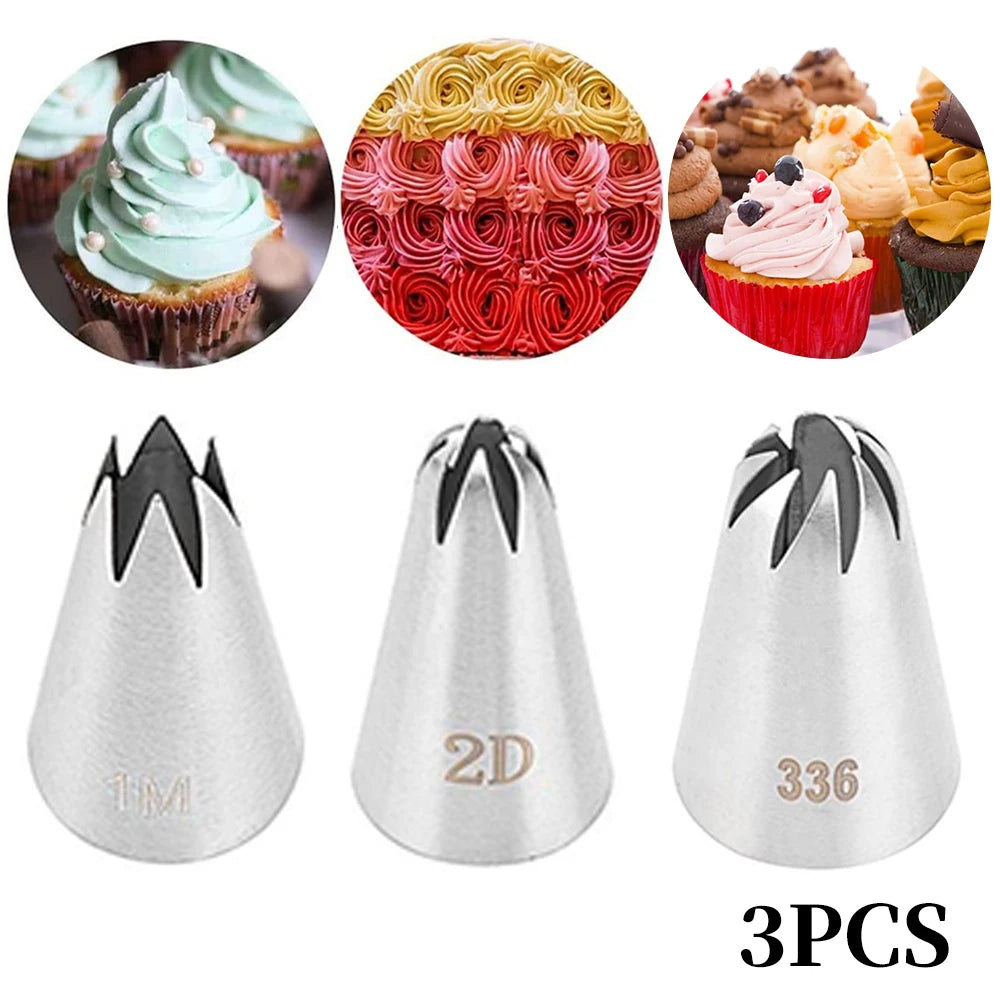 3pcs Rose Pastry Nozzles Cake Decorating Tools Flower Icing Piping Nozzle Cream Cupcake Tips Baking Accessories