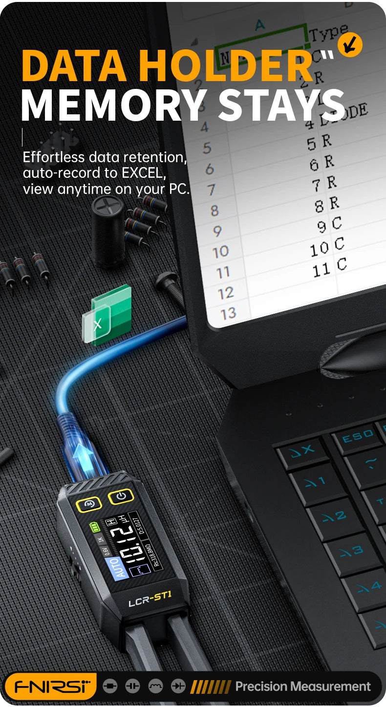 FNIRSI LCR-ST1 Mini Smart Tweezer LCR SMD ESR Tester Resistance Capacitance Inductance Continuity Diode Test Measurement Tools