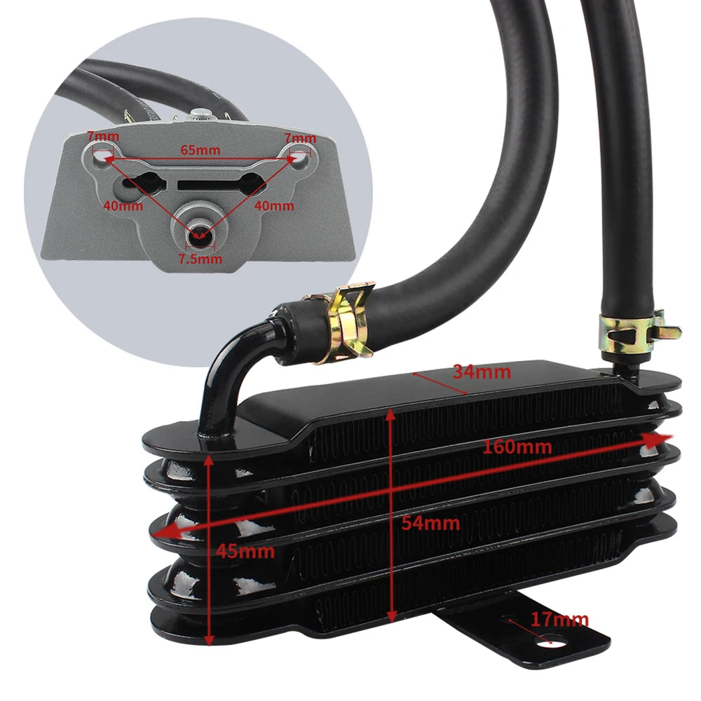 Motorcycle Oil Cooler Radiator Aluminum Universal 4 Rows Engine Cooling coolers for Suzuki Yamaha Pit Bike 50cc 125cc Motocross