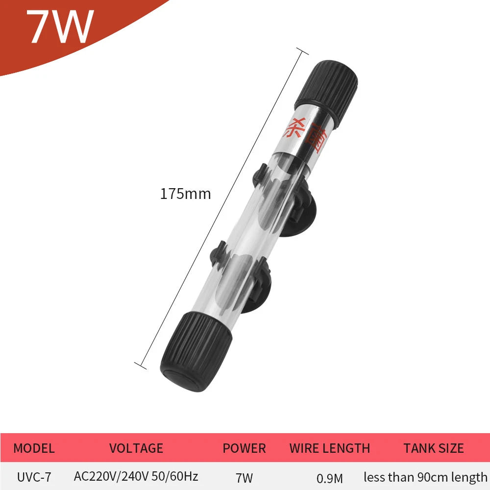 Aquarium UV Light Submersible Sterilization Lamp 5~11W For Fish Tank