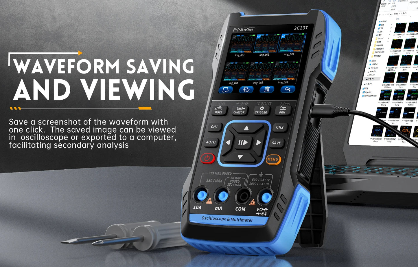FNIRSI 2C23T Digital Oscilloscope Multimeter+ DDS Signal Generator 3-in-1 10MHz*2 50M Sample rate ACDC Voltage Diode 2MHz Output