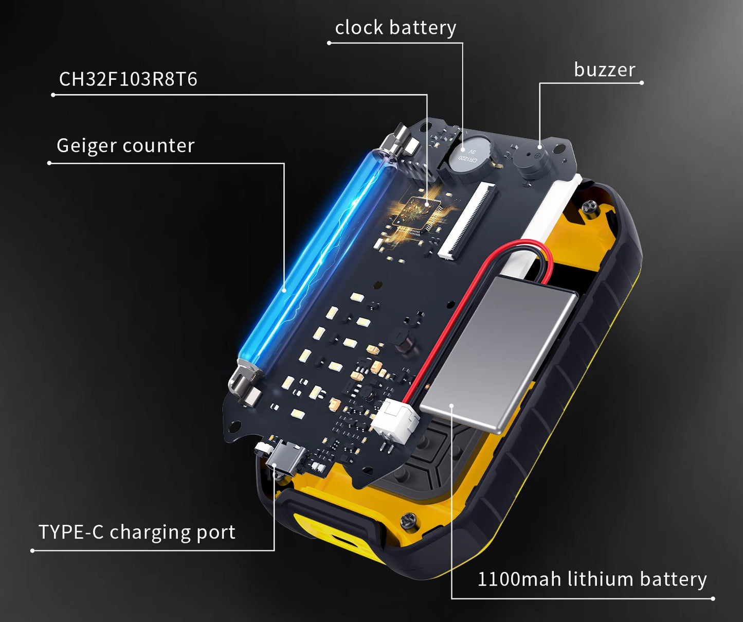 FNIRSI GC-01 Geiger Counter Nuclear Radiation  Personal Dosimeter Detectors X-ray Beta Gamma Detector Radioactive Tester