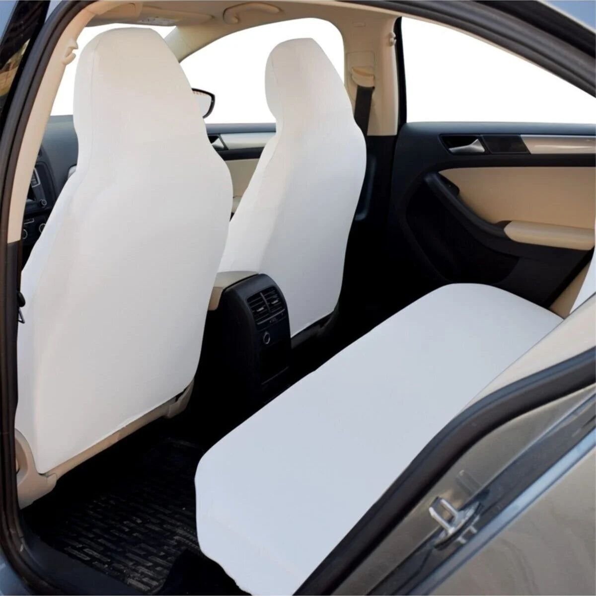 Automobile Seat Cover Protective Universal Car 5 Seat Cover Set Washable Flexible Elastic Black White Cover (100% Cotton Fabric)