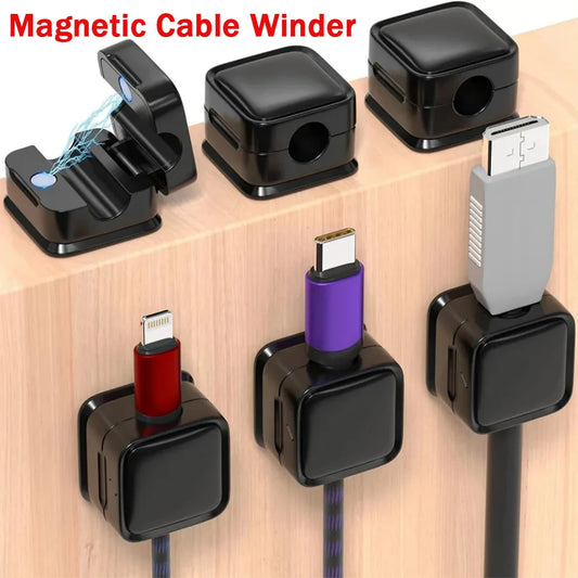 Magnetic Cable Organizer Cable Clips 1/3/6 PCS Management Wire Keeper Wall Data Cable Winder Adjustable Cord Holder Under Desk
