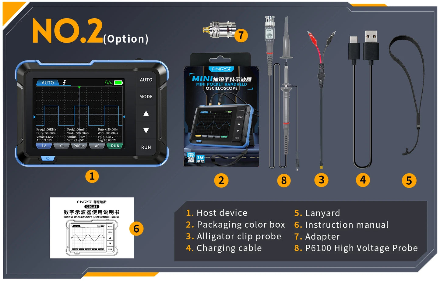 FNIRSI DSO152 DSO153 New Mini Handheld Digital Oscilloscope Portable 2.5MSa/s 200KHz Analog Bandwidth 800 VPP with PWM Output