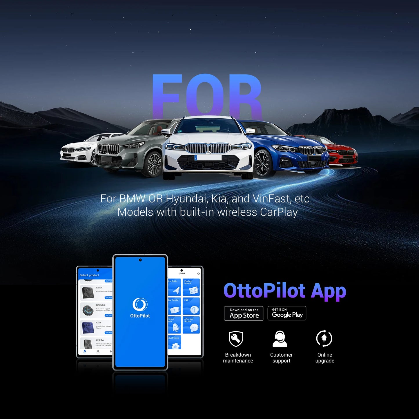 OTTOCAST Android 13 AI Box for BMW Wireless CarPlay for Netflix for BMW ID6 ID7 ID8 Car Accessories 2025 New Year Gift for Men
