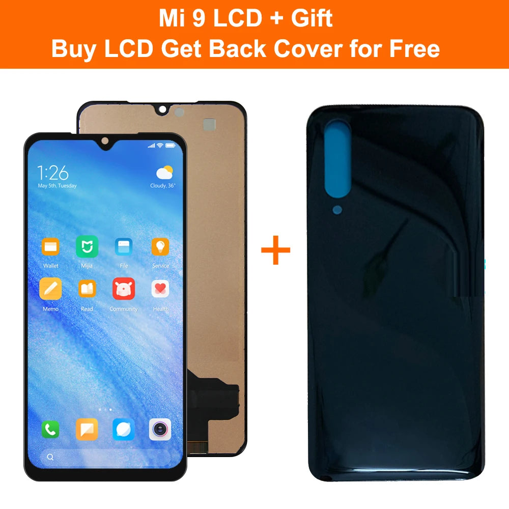 AMOLED For Xiaomi Mi 9 Mi9 LCD Display Touch Screen Digitizer Assembly With Frame For Xiaomi Mi9 M1902F1G Screen Replacement