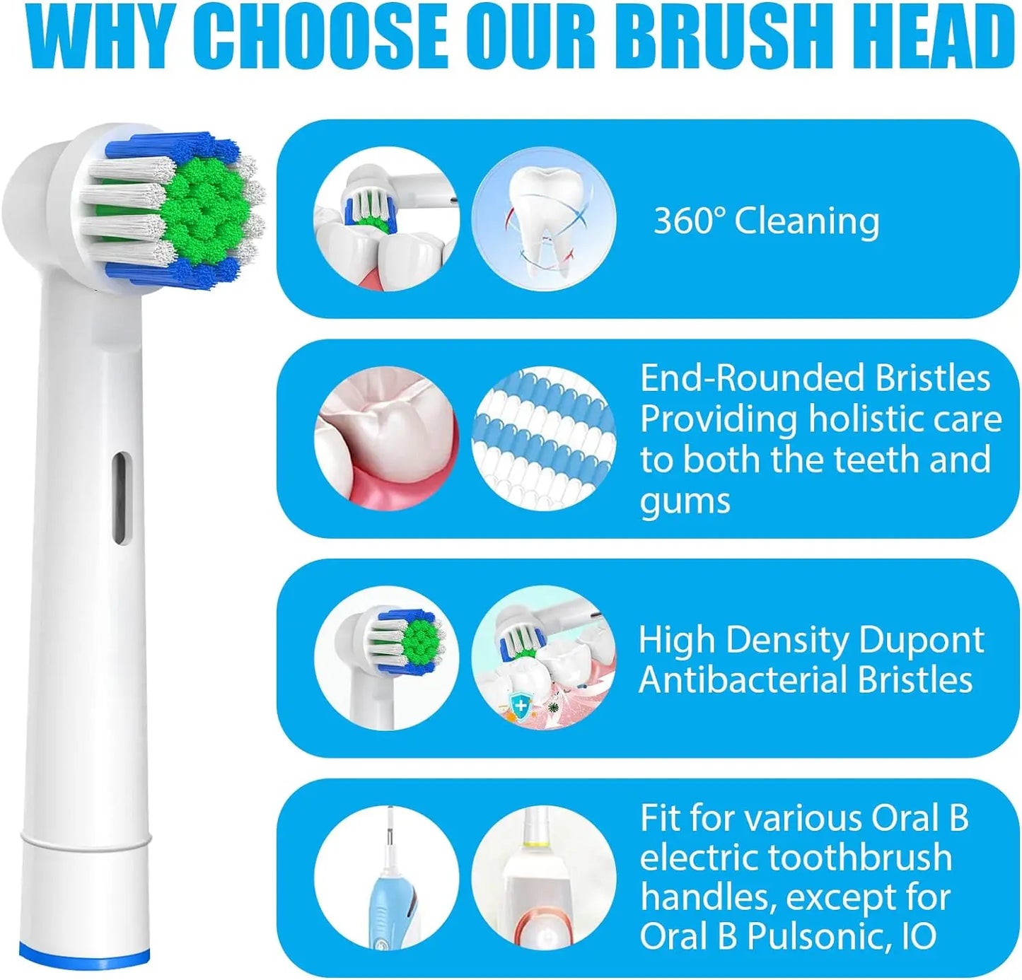 4Pcs Replacement Toothbrush Heads Compatible with Oral-B Braun Professional Electric Toothbrush Heads Brush Heads