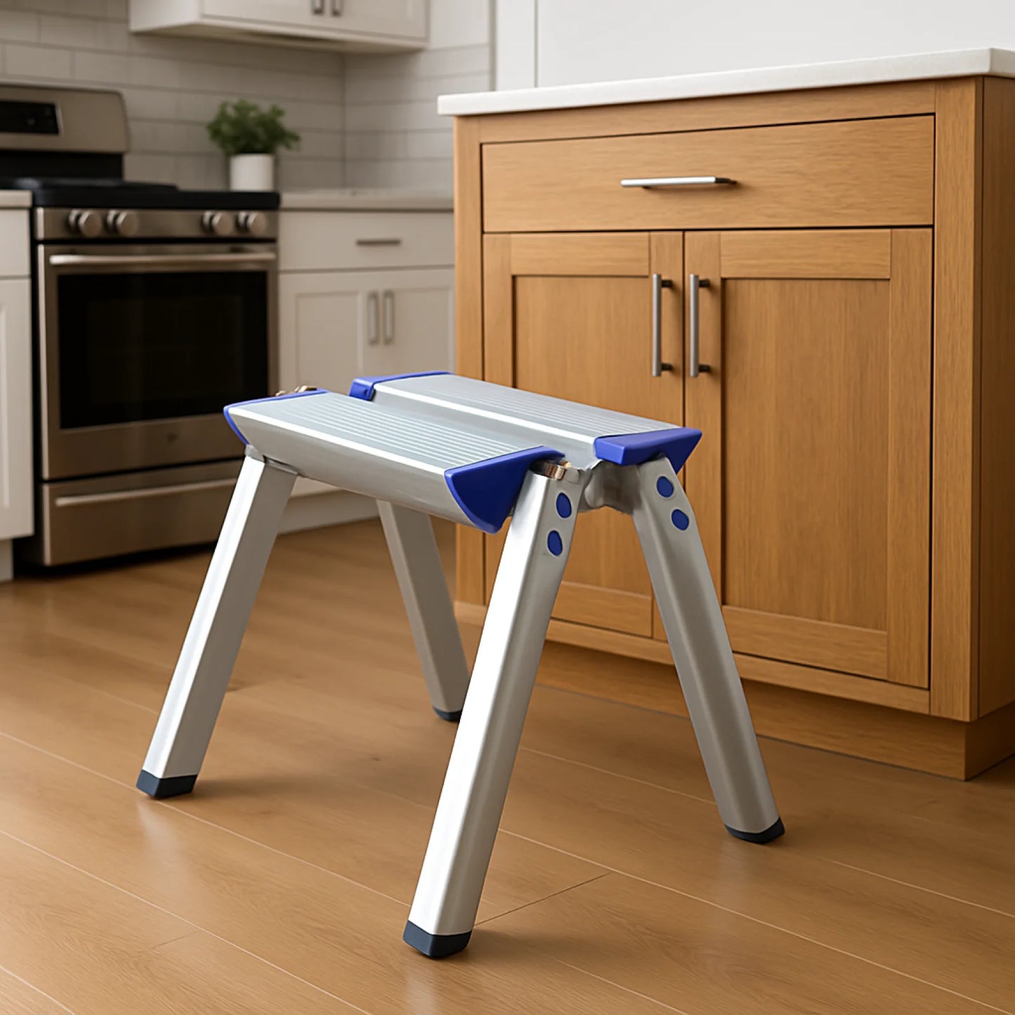 Folding Ladder Multiuse Home Use Ladder Nonslip Step Stool Aluminum Alloy Wide Step Portable Fishing Stool for Home Office Shop