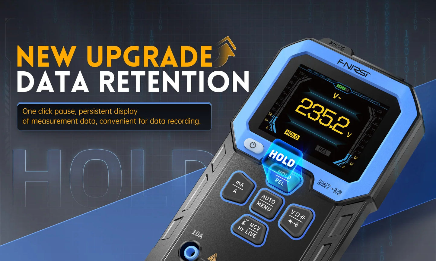 FNIRSI DMT-99 Digital Multimeter 9999 Counts Smart Professional Tester 1000V 10A True RMS Auto Range AC DC Ohm Hz Capacitance