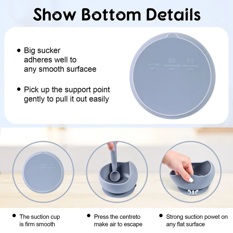 2PC Silicone Sucker Bowl Feeding Tableware for Infant and Young Training Learning To Eat Bowls and Baby Supplementary Food Bowls