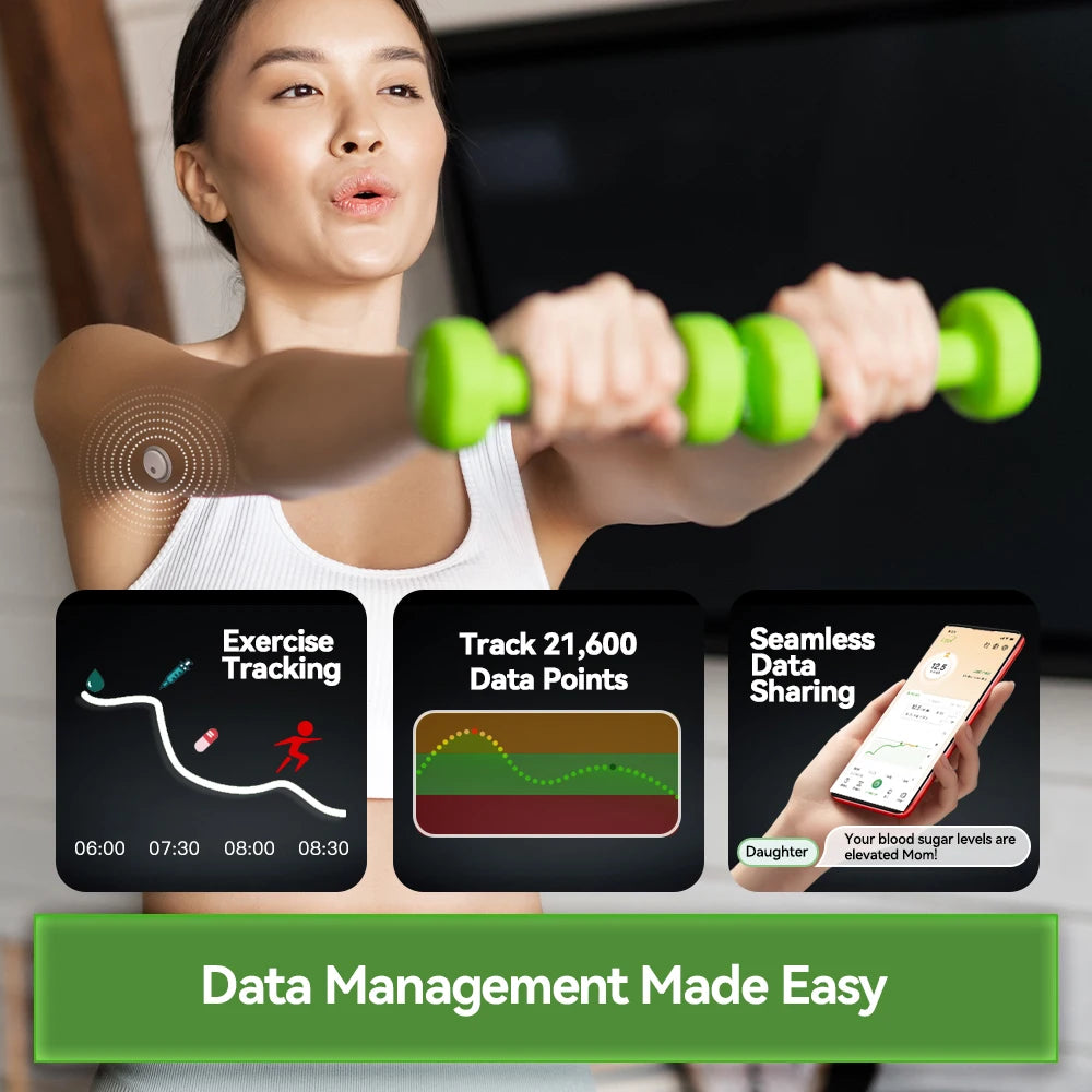 MicroTech LinX Dynamic Blood Glucose Monitor CGM Sensor Continuous Glucose Monitoring Diabetes Blood Glucose Tester 24Hx15Days