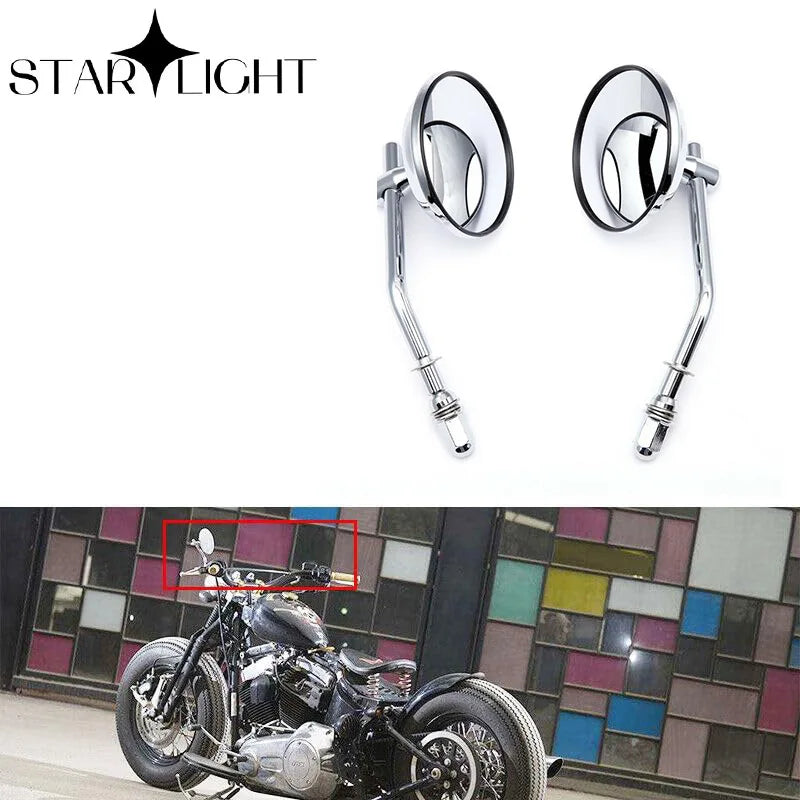 M8 Motorcycle Rearview Mirror Retro Rear Mirrors Round Side Mirrors For Harley Dyna Bobber Chopper Sportster Old School Touring