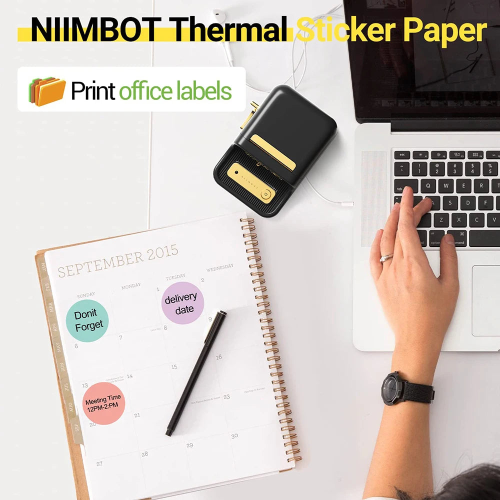 NIIMBOT Round Color B21/B203/B3S Label Machine Printing Paper Self-Adhesive Label Waterproof Oil Resistant Tear Resistant Label