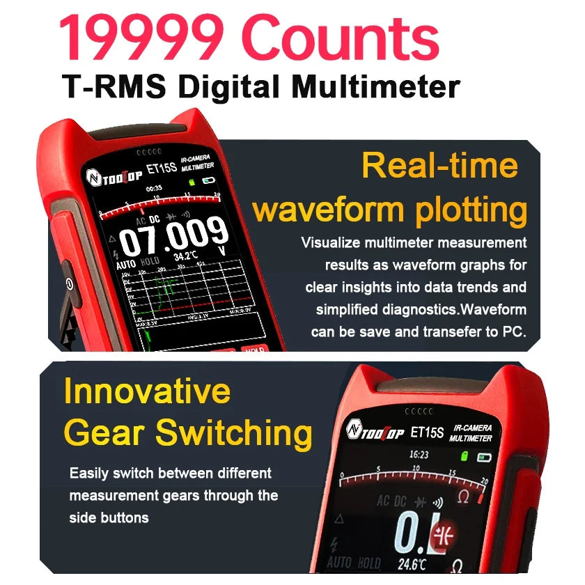 256*192 Industrial Thermal Camera 3.5Inch PCB Thermal Imager with 19999 Counts Multimeter Circuit Board Electrical Inspect
