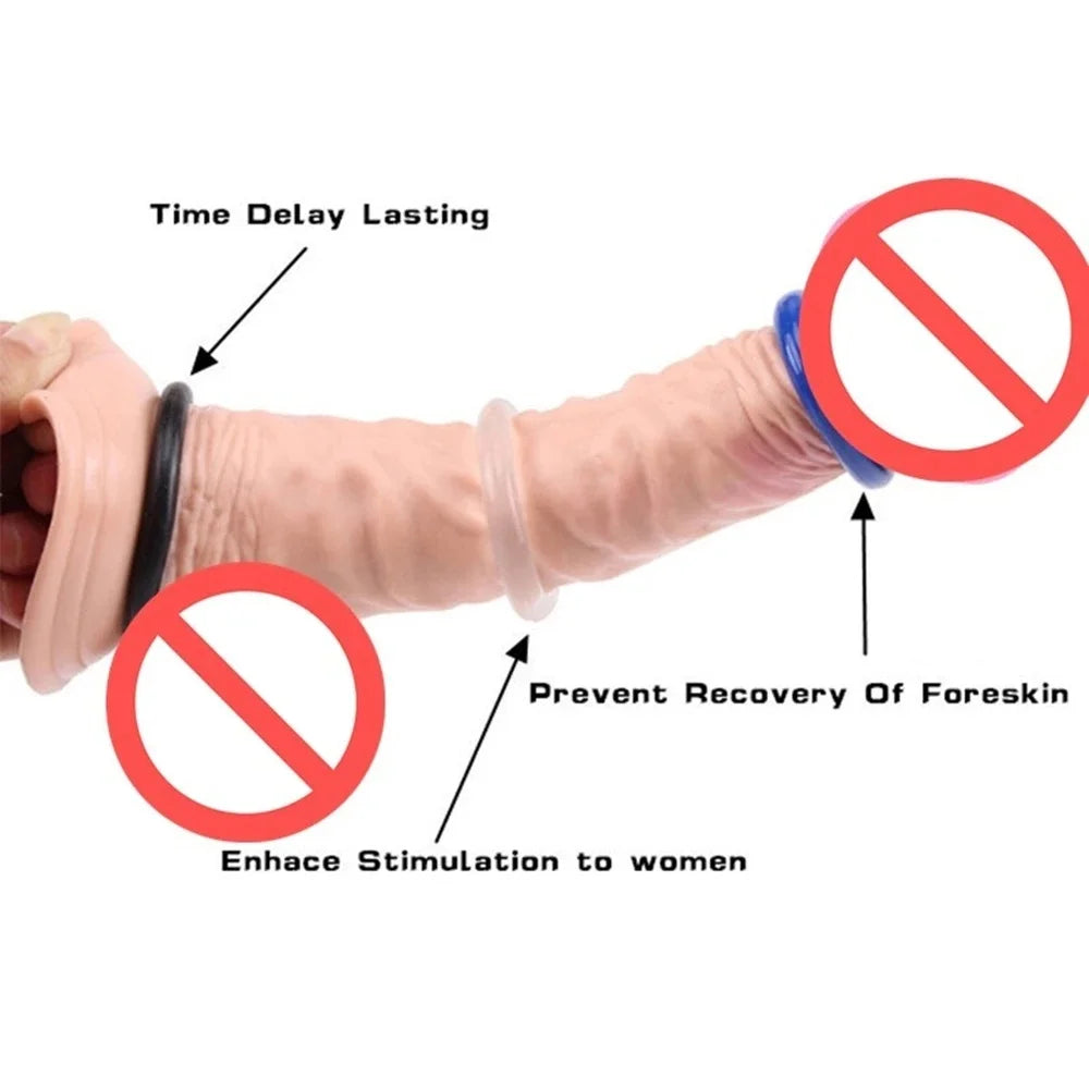 3 Pcs/Set Cock Ring Delay Ejaculation Penis Ring Sex Toys For Men Dick Enlargement Silicone Adult Supplies 18+ Stronger Erection