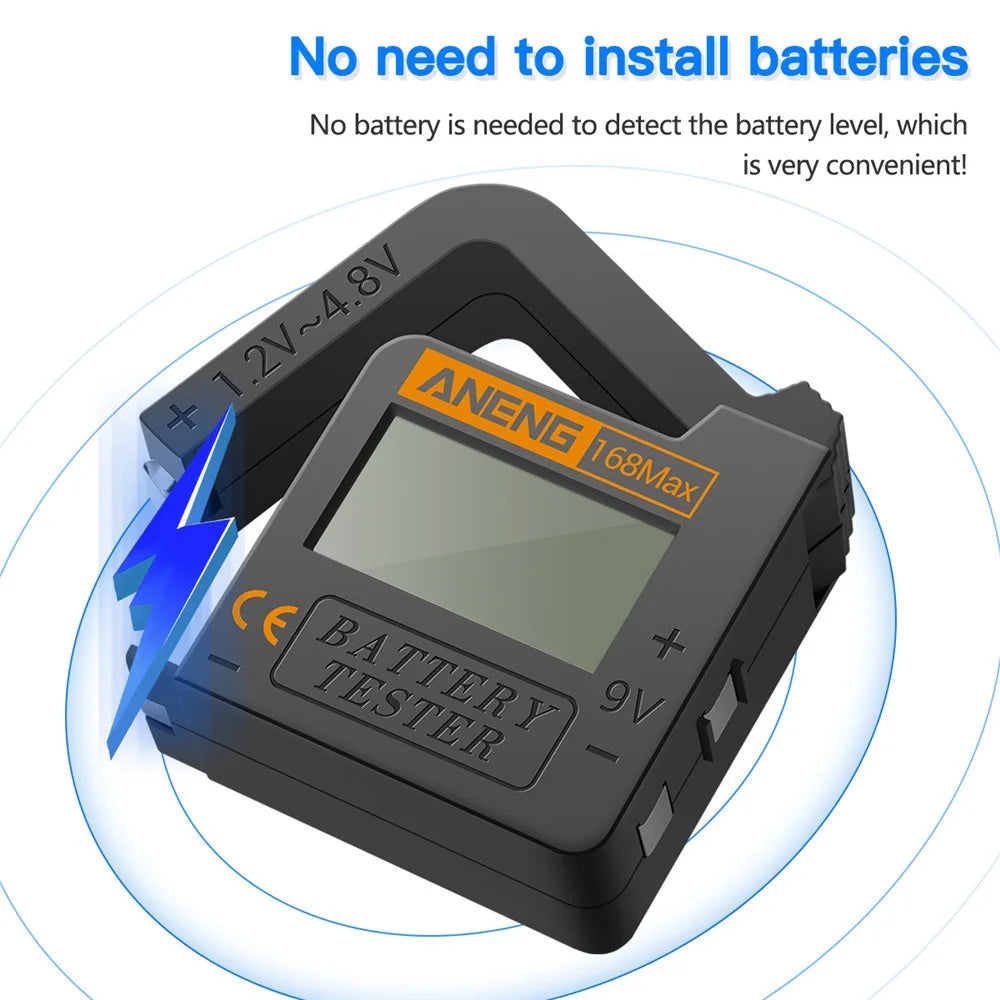 For 9V AAA 168 Max Battery Checker Button Cell Tester Digital Lithium Battery Capacity Tester Universal Analyzer Display Check