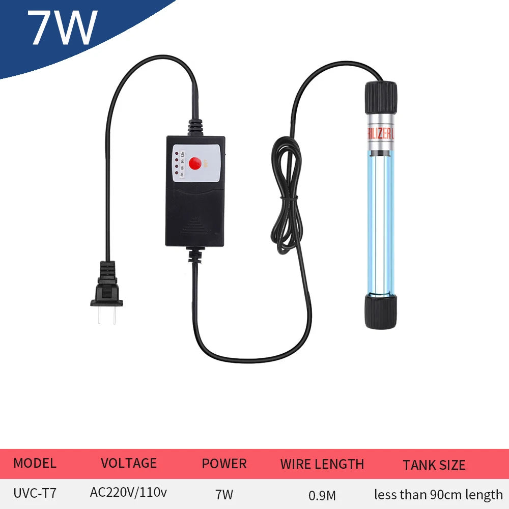 Aquarium UV Light Submersible Sterilization Lamp 5~11W For Fish Tank