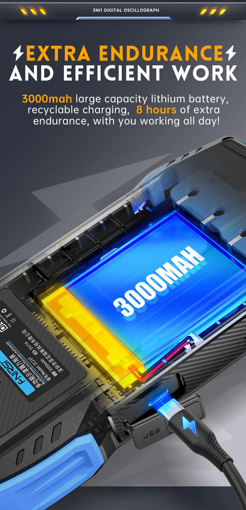 FNIRSI 2C23T 3IN1 Dual Channel Digital Oscilloscope Multimeter + Function Signal Generator 10MHZ*2 50MS/s AC DC 1000V 10A T-RMS