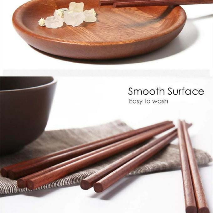 10 Pairs (20pcs) Premium Wooden Chopsticks Chinese Asian Korea Japanese Long Dark Brown