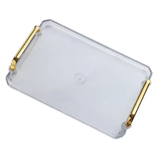 30 & 40cm Acrylic Rectangular Tray with Gold Handles