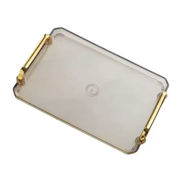 30 & 40cm Acrylic Rectangular Tray with Gold Handles