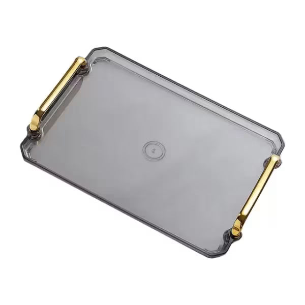 30 & 40cm Acrylic Rectangular Tray with Gold Handles