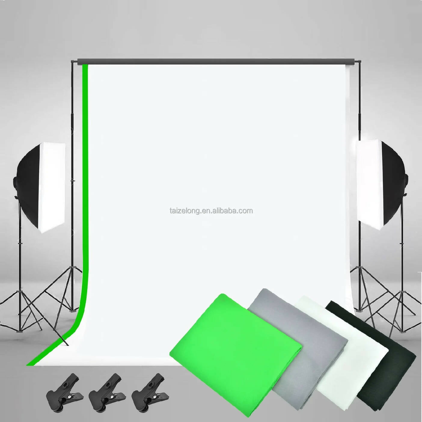 Photography Photo Studio Softbox Lighting Kit With 2.6x3M Background Frame 3pcs Backdrop Tripod Stand Reflector Board 4 Umbrella