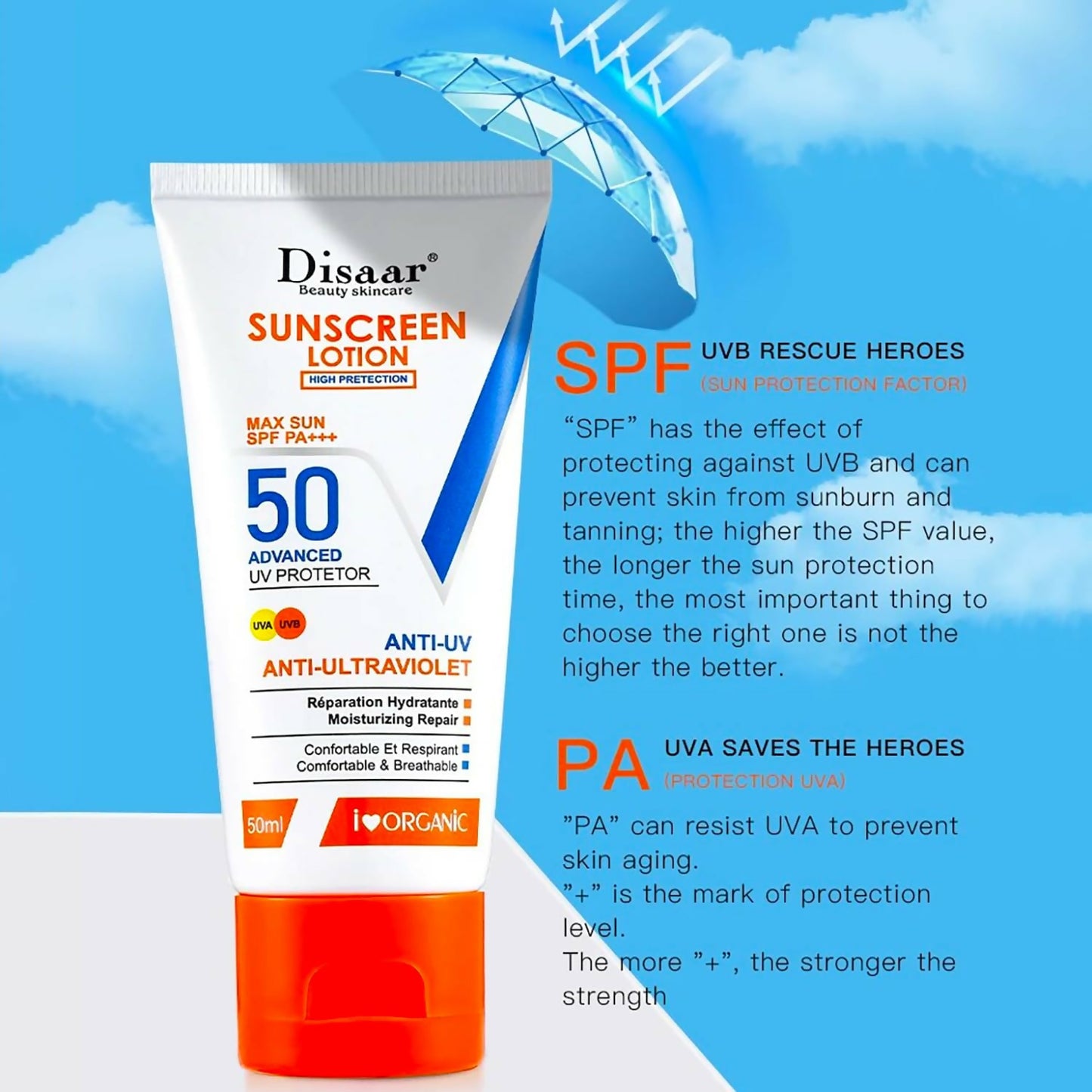 Disaar SPF 50 Sunscreen 50ml Whitening Sunblock