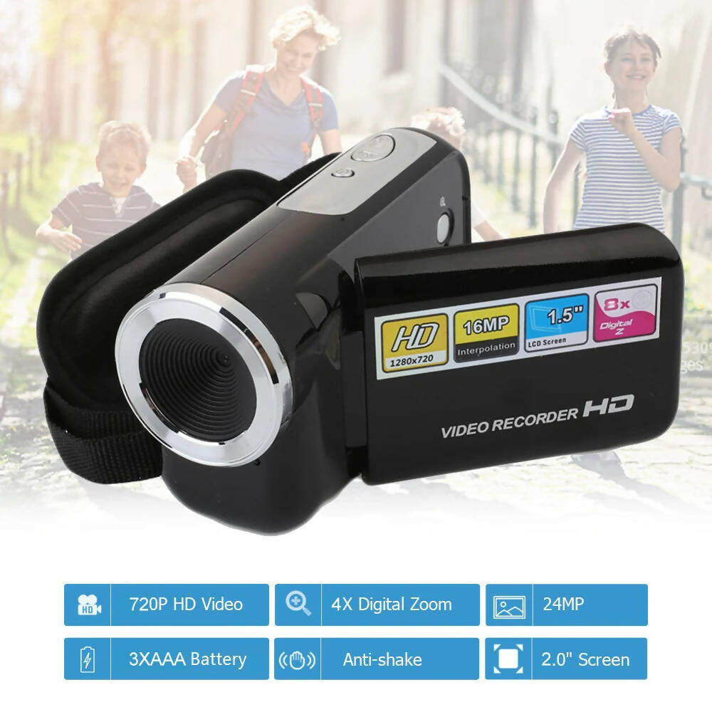 Digital Video Camera Camcorder 16MP Night Vision Recording 8X Digital Zoom 2inch LCD Display Screen Handheld Mini DV Camera