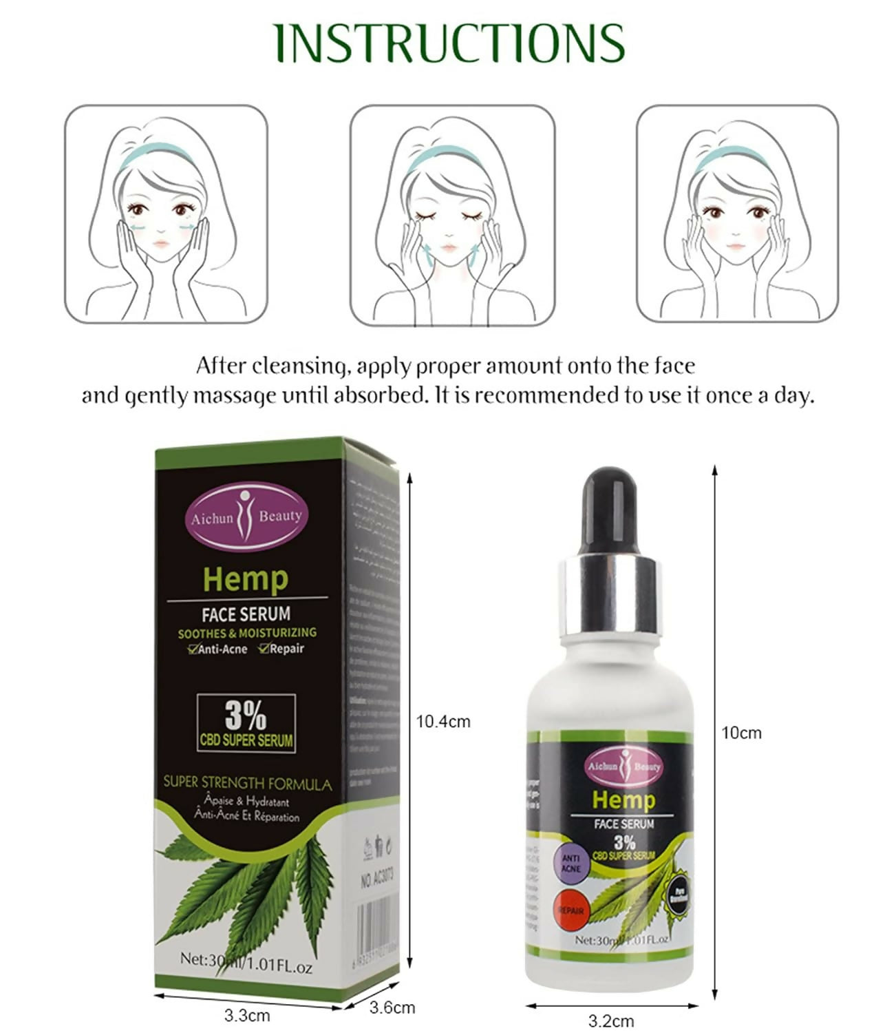 Aichun Beauty Hemp Anti Acne Face Repair Serum