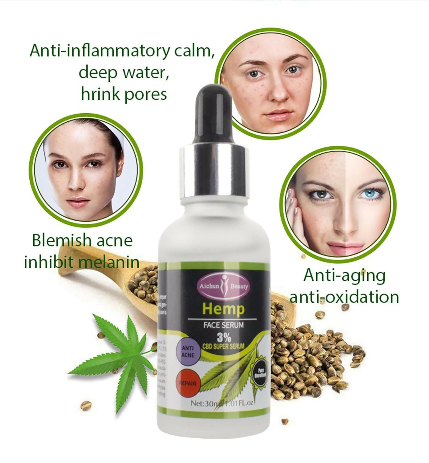 Aichun Beauty Hemp Anti Acne Face Repair Serum